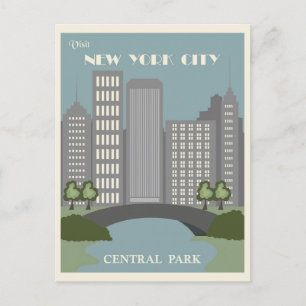 Central Park New York City Vintage resor Vykort
