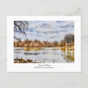 Central Park New York City Watercolor Painting Vykort