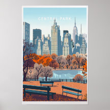 Central Park New York Resa Poster - USA Stad