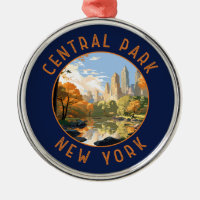 Central Park New York Retro Distress Circle