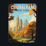 Central Park New York Travel Art Vintage Magnet<br><div class="desc">Centrala parkens vektorteckningar. Central Park är en stadspark mellan Övre Västern Side och Övre Öster Side på Manhattan i New York City som var den första landskapsparken i Förenade Stater.</div>