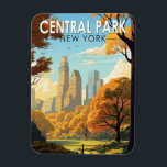 Central Park New York Travel Art Vintage Magnet<br><div class="desc">Centrala parkens vektorteckningar. Central Park är en stadspark mellan Övre Västern Side och Övre Öster Side på Manhattan i New York City som var den första landskapsparken i Förenade Stater.</div>