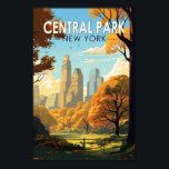 Central Park New York Travel Art Vintage Poster<br><div class="desc">Centrala parkens vektorteckningar. Central Park är en stadspark mellan Övre Västern Side och Övre Öster Side på Manhattan i New York City som var den första landskapsparken i Förenade Stater.</div>