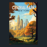 Central Park New York Travel Art Vintage Poster<br><div class="desc">Centrala parkens vektorteckningar. Central Park är en stadspark mellan Övre Västern Side och Övre Öster Side på Manhattan i New York City som var den första landskapsparken i Förenade Stater.</div>