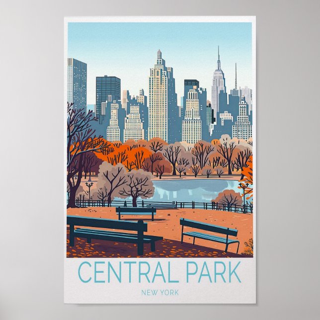 Central Park New York Travel Poster (Framsidan)