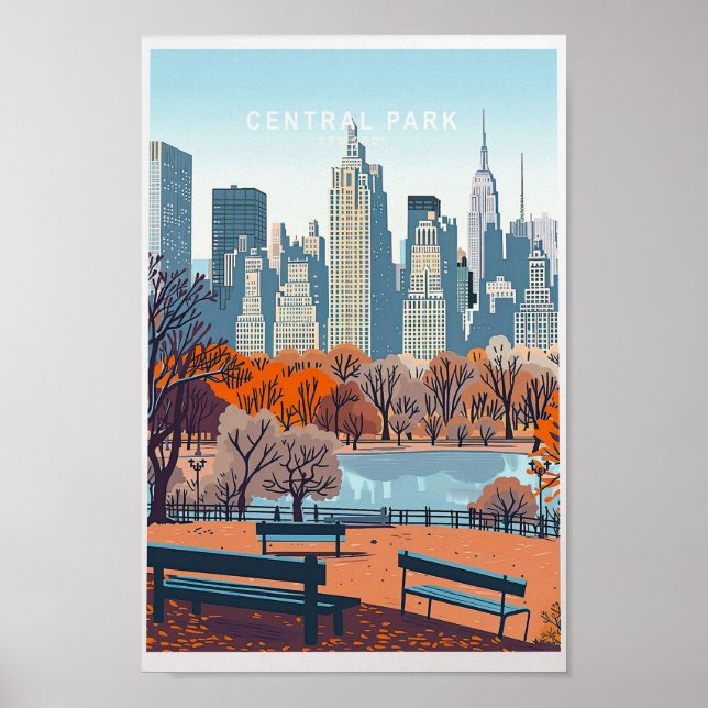 Central Park New York Travel Poster - USA City (Framsidan)