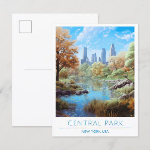 Central Park New York USA Vintage resor Vykort