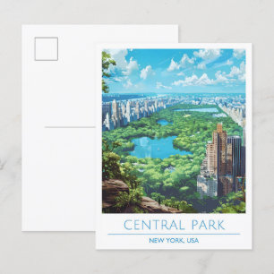 Central Park New York USA Vintage resor Vykort