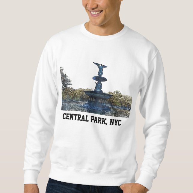 Central Park NYC Bethesda Fountain Ängel Sweatshirt (Framsida)
