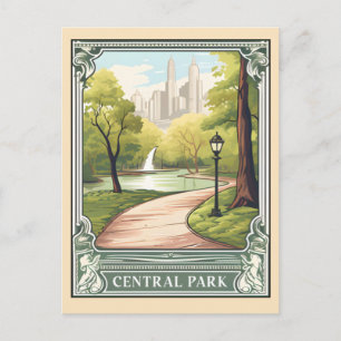 Central Park NYC Vintage Resa Konst Vykort