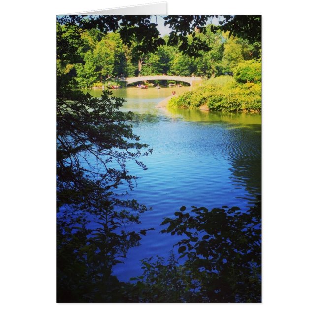 Central Park Sjö Bow Bridge NYC New York Photo Hälsningskort (Framsidan)