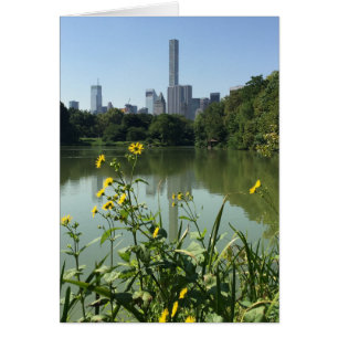 Central Park Sjö Flowers Skyscraper New York NYC Hälsningskort