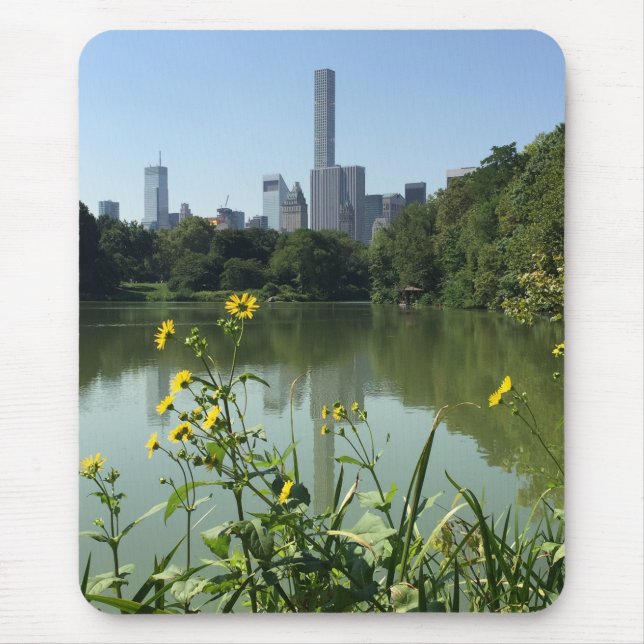 Central Park Sjö New York City NYC Skyline Flower Musmatta (Framsidan)