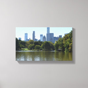 Central Park Sjö New York City NYC Skyline Photo Canvastryck