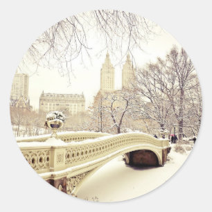 Central Park Snö - Winter New York Runt Klistermärke