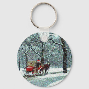 Central Park snöig vagn Nyckelring
