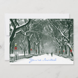 Central Park Snowy Väg inbjuden Inbjudningar
