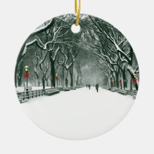 Central Park Snowy Väg Julgransprydnad Keramik