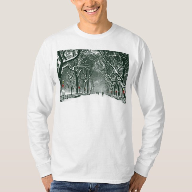 Central Park Snowy Väg T-shirt (Framsida)