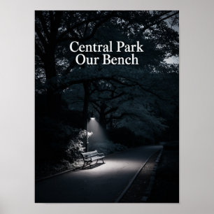Central Park Vår Bänk Nattfotografering Poster