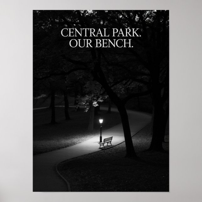 Central Park Vår Bänk Nattfotografering Poster (Framsidan)