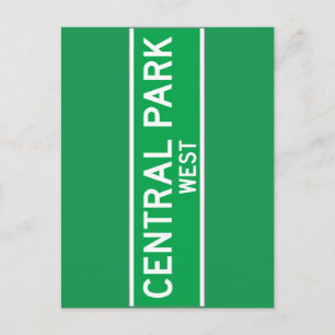 Central Park Väster, New York Street Sign Vykort