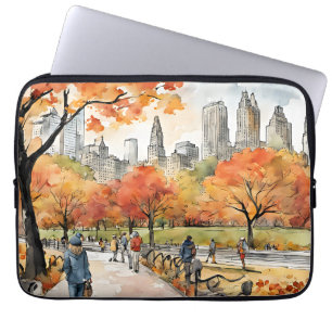 Central Park, vattenfärger, AI-genererade Laptop Fodral