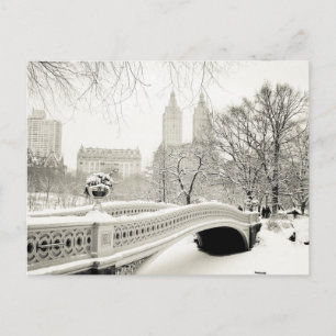 Central Park Winter - Snö på Bow Bridge Vykort