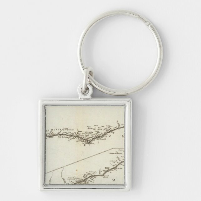 Central Väster-Afrika Fyrkantig Silverfärgad Nyckelring (Framsidan)