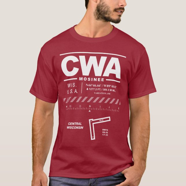 Central Wisconsin Airport CWA T-Shirt (Framsida)