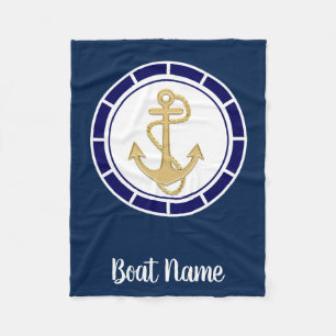 Centrala Golden Anchor Navy Blue Nautical Fleecefilt
