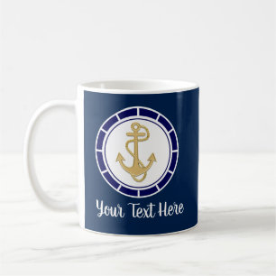 Centrala Golden Anchor Navy Blue Nautical Kaffemugg