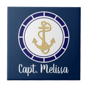 Centrala Golden Anchor Navy Blue Nautical Kakelplatta