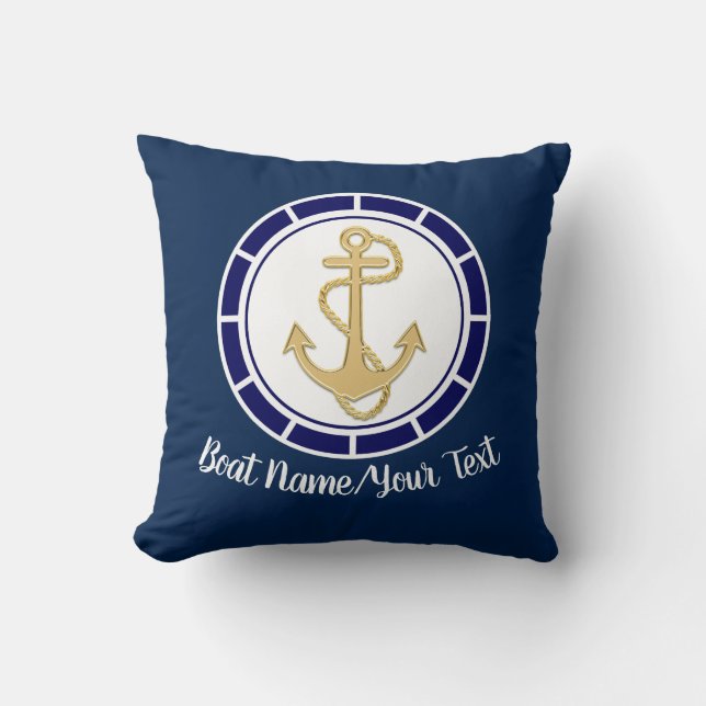 Centrala Golden Anchor Navy Blue Nautical Kudde (Framsida)
