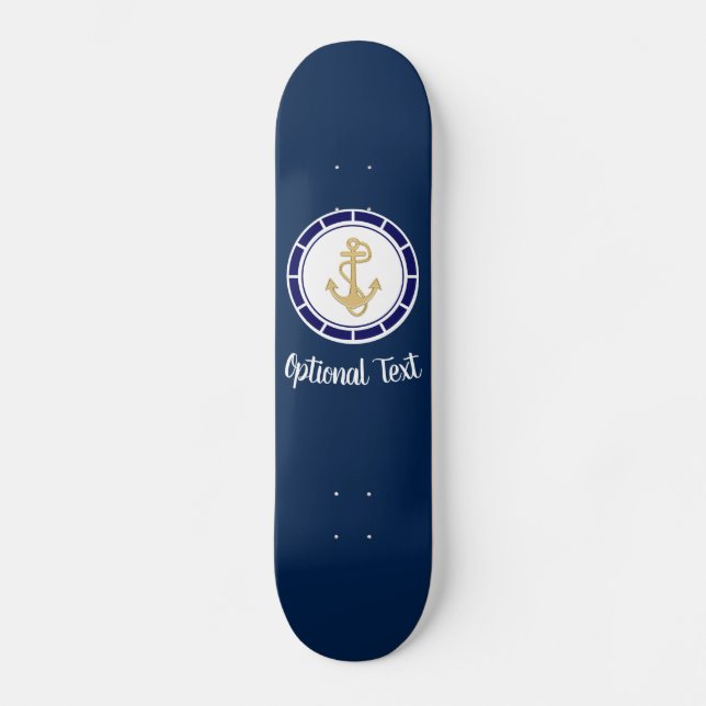 Centrala Golden Anchor Navy Blue Nautical Mini Skateboard Bräda 18,5 Cm (Framsida)