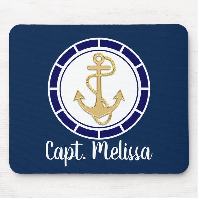 Centrala Golden Anchor Navy Blue Nautical Musmatta (Framsidan)