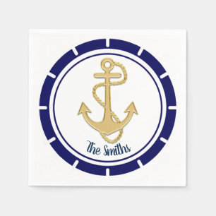 Centrala Golden Anchor Navy Blue Nautical Pappersservett