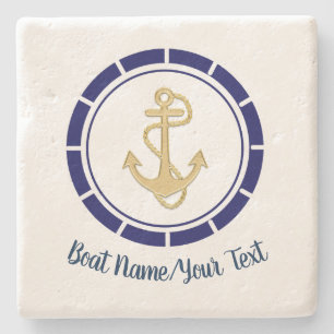 Centrala Golden Anchor Navy Blue Nautical Stenunderlägg