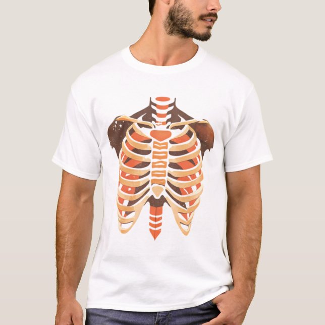 Centrala och perifera skeletthalloween t shirt (Framsida)