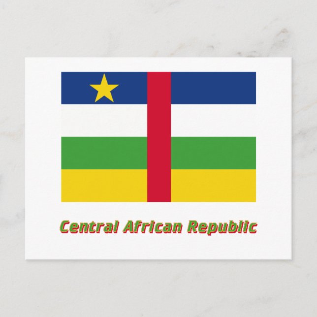 Centralafrikanska republiken Flagga med Namn Vykort (Framsida)