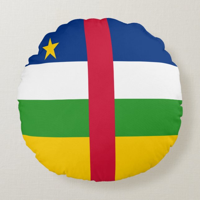 Centralafrikanska republikens flagga rund kudde (Framsidan)