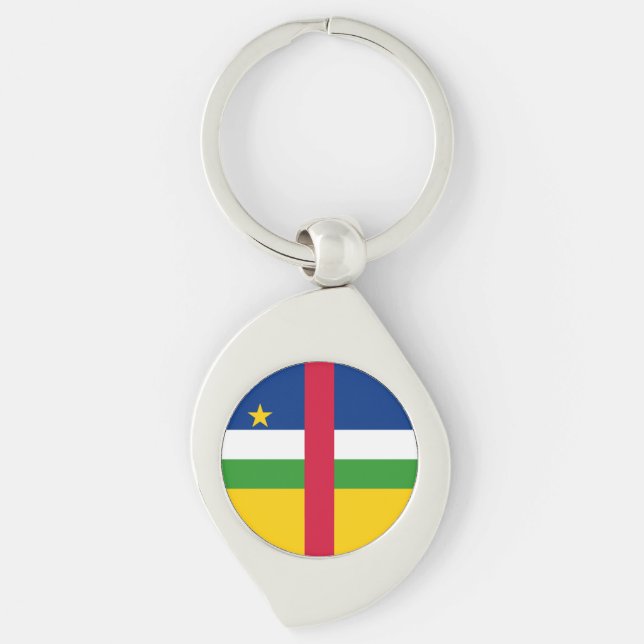 Centralafrikanska republikens flagga swirl silverfärgad nyckelring (Framsidan)