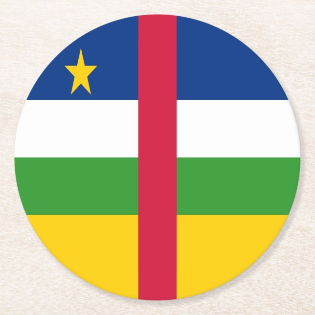 Centralafrikanska Republikens Flagga Underlägg Papper Rund (Framsidan)