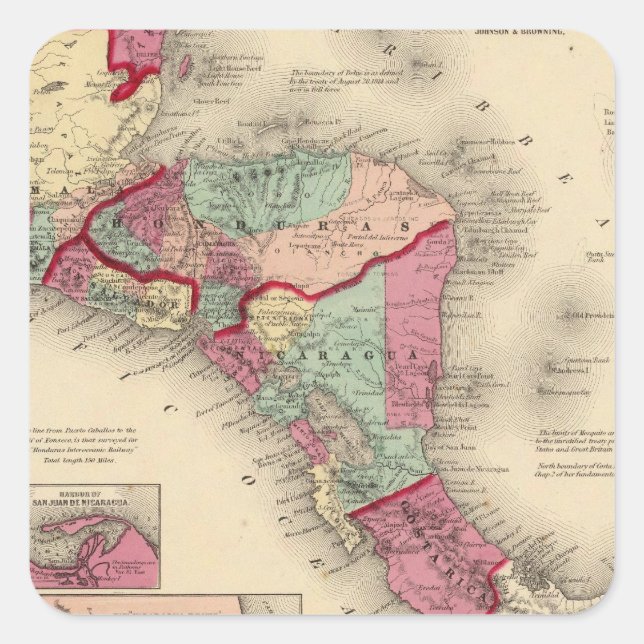 Centralamerika 6 fyrkantigt klistermärke (Framsida)