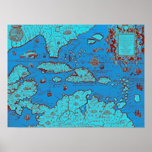 Centralamerika (Amerika Occidentalis) Poster (Framsidan)