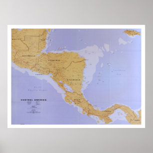 Centralamerika Karta (1990) Vintage Latinamerika Poster