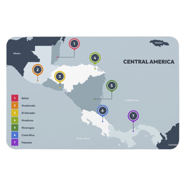 Centralamerika Karta Magnet (Horisontell)