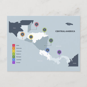 Centralamerika Karta Vykort