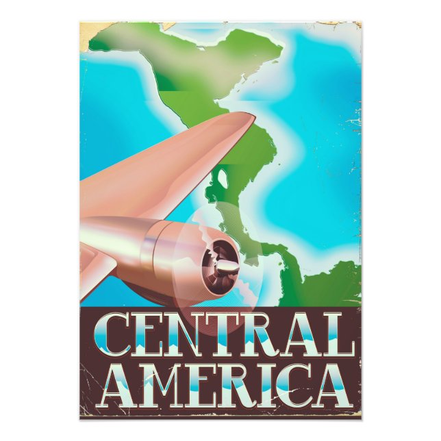 Centralamerika vintage flygplansaffisch fototryck (Framsidan)
