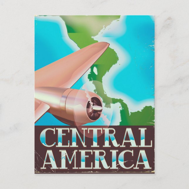 Centralamerika vintage flygplansaffisch vykort (Framsida)